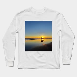 A silhouetted horse-drawn carriage on Parangtritis beach at sunset 4 Long Sleeve T-Shirt